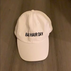 White “bad hair day” hat